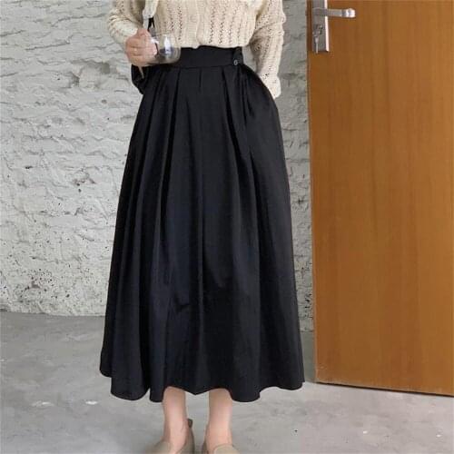 Alien Kitty Prom Girls Fashion Skirt A-line Vintage Solid Chic 2021 Autumn OL Sweet High Waist Long Skirts Elegant Office Lady