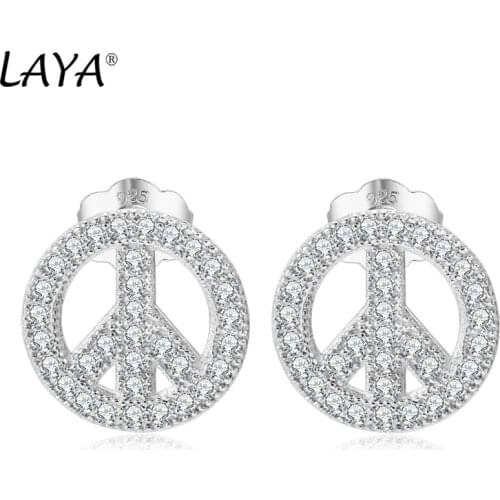 Laya 925 Sterling Silver Fashion Simple C New Style High Quality Zircon Stud Earrings For Women Wedding Elegant 2021 Trend