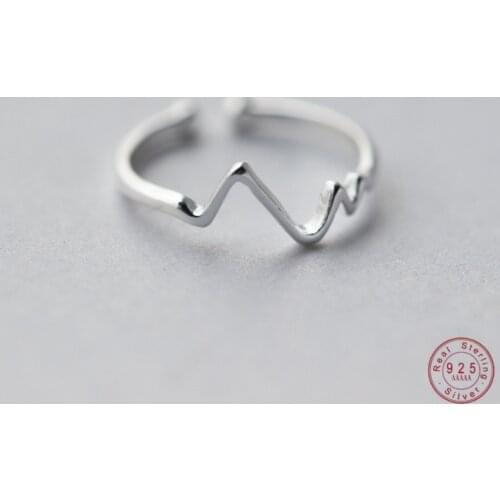 WANTME Genuine 100% 925 Sterling Silver Opening Adjustable Personalized Geometric Wavy Rings for Women Party Accessories Jewelry