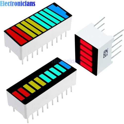 10 Segment LED Bar Light Display Red Yellow Green Blue 5 Segment Red LED Display 4 color LED battery Capacity Display Module