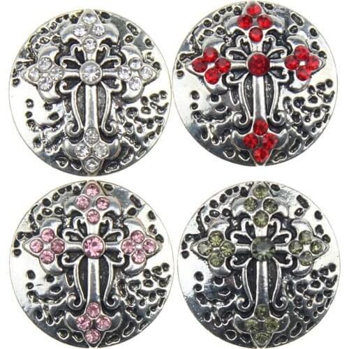 10pcs/lot Fashion Snap Jewelry Buttons Cross Painting Snap Buttons Fit 18mm Snap Bracelets Women Alloy Button DIY Jewelry