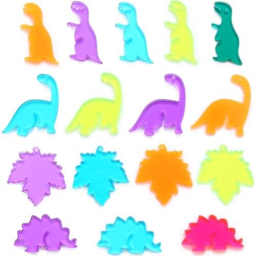 10Pcs Cute Pure Color Dinosaur Earring Charms Animal Bracelet Findings Necklace Keychain Pendant DIY Accessory Jewelry Make