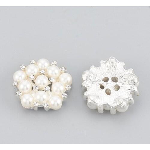 10pcs Flat Back Cabochons Alloy Rhinestone with Imitation Pearlfor Earring Jewelry DIY Making Applique Wedding Scrapbook Craft