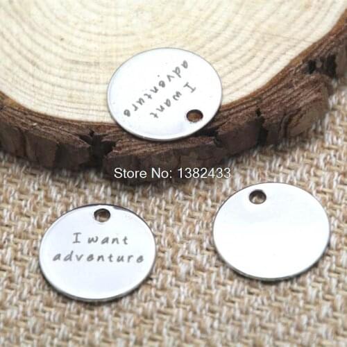 10pcs i want adventure charm silver tone message charm pendant 20mm