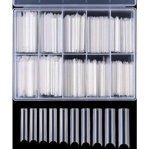 100pcs XL Extra Long Square False Nail Tips Extension C U Curved Square Straight Fake Nail Art Tip Half Cover Press on Fake Nail