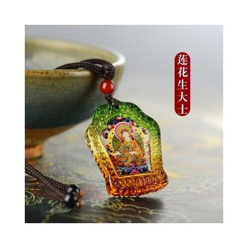 3PCS # Greco-Buddhist pocket travel efficacious Mascot # Green Tara Guru Padmasambhava Bodhisattva Buddha Crystal Pendant Amulet