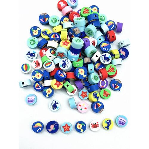 30pcs10mm Ocean Series Beads Polymer Clay Spacer Loose Beads for Jewelry Making DIY Bracelet Accessories