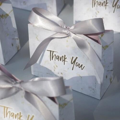 5/10Pcs Thank You Gift Bag Wedding Favor Candy Box Paper Birthday Party Decoration Supplies Baby Shower Chocolate Boxe Packaging