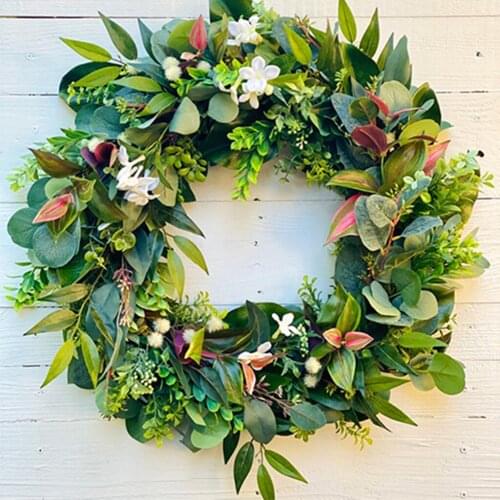 Eucalyptus Wreath Flower Hanging Front Door Garland Christmas Festival Decor
