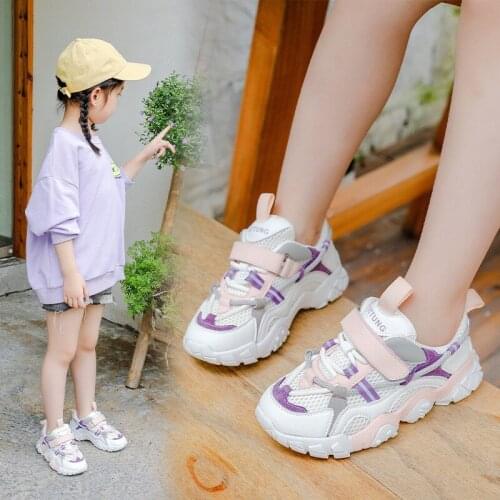 Kids shoes Girls' sports shoes 2021 autumn new childrens lightweight running shoes little girls breathable mesh daddy shoes