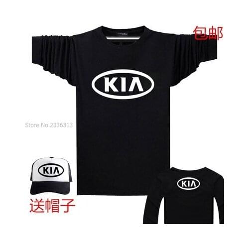 The new car logo long-sleeved KIA T-shirt fashion autumn spring T shirt include baseball cap hats S~XXXL size