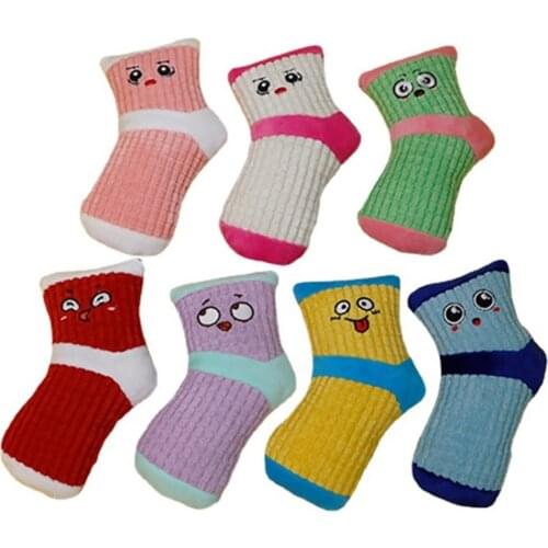Dog Chew Toy Simulation Sock Cute Expression Design Puppy Squeaky Toy Pet Play Toy For Dog Funny Sound Toy Dog Bite Toy