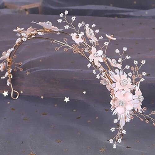Bridal Wedding Headwear Set 2021 New Exquisite Bright Crystal Beads Hairband Long Tassels Flower Earrings Women Tiaras Jewelry