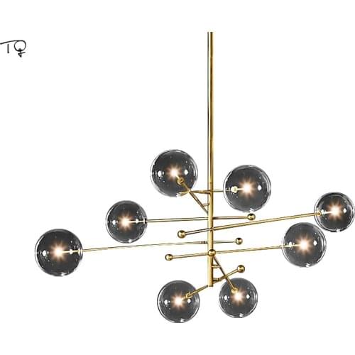 Nordic Lustre Glass Ball Post-modern Gold Chandelier Lighting Art Designer Flush Mount Lighting Bedroom Living Room Dining Room