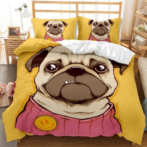 Cute Dog Bedding Three-piece Set 3D Digital Printing Duvet Cover Animal Kit Duvet Cover Oversized Bedding Bed Set Queen Size