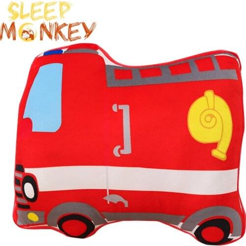 Cartoon Fire Truck Train Shape Cushion Pillow Kids Bed Room Decor Calm Sleep Dolls Toys Boys Love Photo Props