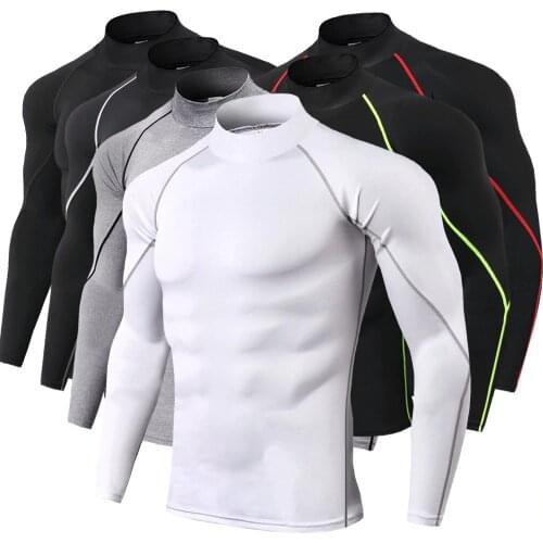 Men Cycling Base Layer Sport Underwear Long Sleeve Compression Tight Running T-shirt Gym Fitness Weightlifting Shirts
