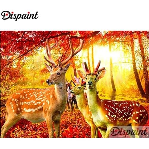 Dispaint Full Square/Round Drill 5D DIY Diamond Painting "Animal deer scenery" Embroidery Cross Stitch 5D Home Decor A10570