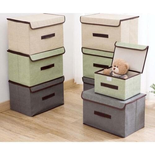 2PCS/Set Non-woven Folding Storage Baskets Containers Bins With Cover Wardrobe Clothes Organizer Cloth Child Toys Storage Box