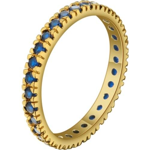 Newest Jewelry Gold Color Charm Blue Cubic Zirconia Wedding And Engagement Rings For Women Men Unique Hers And His Promise Rings