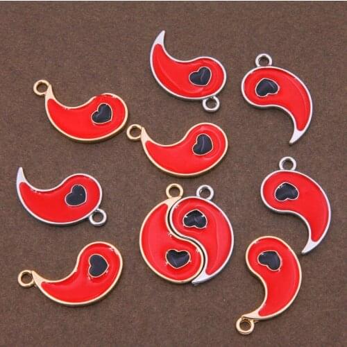 6 pcs/3 set Best Friends Couple Yin Yang Heart Charm Necklace Pendant Jewelry for Lovers Sisters Valentines Gift Accessories