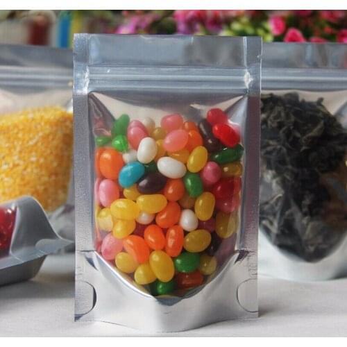 9*15+3cm Small Half Clear Aluminum Foil Ziplock Bag Stand Up Food Packaging Bags Self Seal Snack/Dried Fruit/Nuts Storage Bag