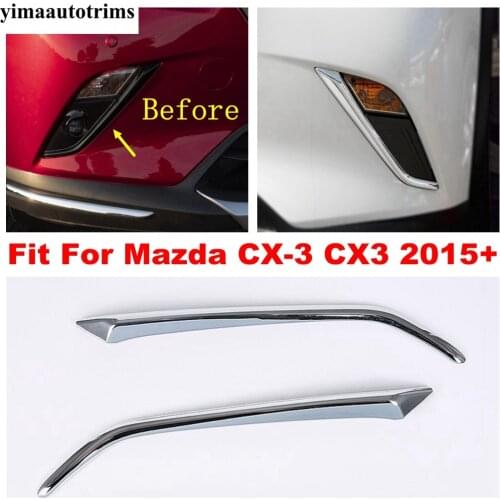 Car Front Rear Fog Light Eyebrow Lamp Eyelid Frame Cover Trim ABS Chrome Exterior Accessories Fit For Mazda CX-3 CX3 2015 - 2020