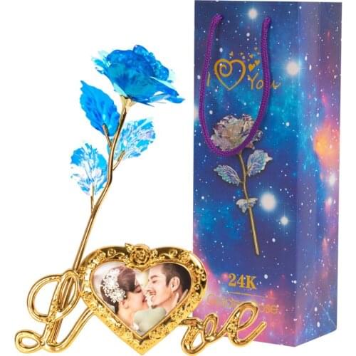 24K Foil Plated Rose Gold Rose Artificial Flowers Home Wedding Decor Flower For Birthday Gift Mothers Day Gift Lovers Rose