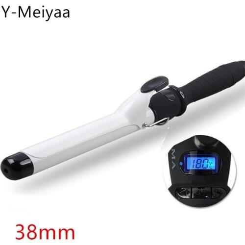 Professional White Ceramic Hair Curler LED Digital Temperature Display Curling Iron Roller Curls Wand Waver Hair Styling Tool 20