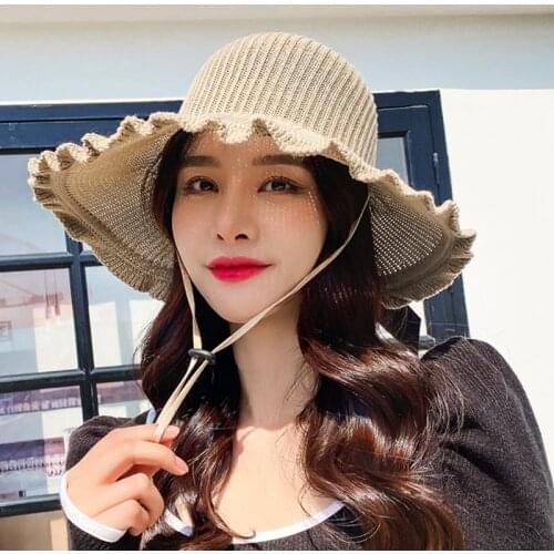 Summer Female Sun Hats Visor Hat Big Brim Classic Bowknot Folding Straw Hat Casual Outdoor Beach Cap For Women UV Protection Hat