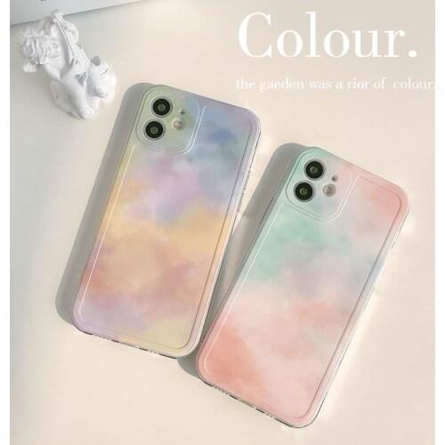 Sweet fantasy Gradient color cloud Korean Phone Case For iPhone 11 12 Pro Max Xr Xs Max 7 8 Plus 7Plus Case cute Soft Back Cover
