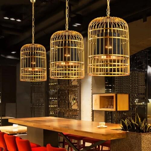 Industrial Vintage Pendant Lights Gold Iron Birdcage Hanglamp For Dining Room Bedroom Retro Bar Decor Loft Luminaire Suspension