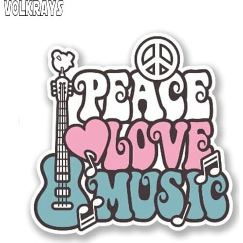 Volkrays Creative Car Sticker Love Peace Music Sticker Automobile Accessories Reflective Waterproof Funny Vinyl Decal,13cm*13cm