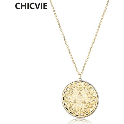 CHICVIE Fashion Star David Jewelry Pendant Women Necklace Chain Gold Necklace&Pendants For Womens Statement Necklace SNE190008