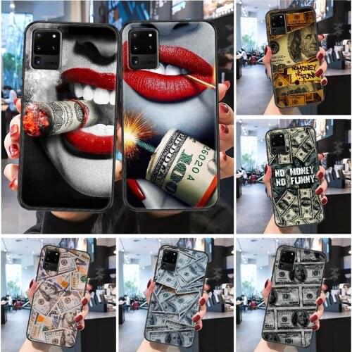 No Money banknote funny Phone case For Samsung Galaxy Note 4 8 9 10 20 S8 S9 S10 S10E S20 Plus UITRA Ultra Frosted black trend