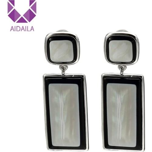 Women Long Dangle Drop Earrings Square Jewelry Bohemian Fashion Drop Statement Earrings