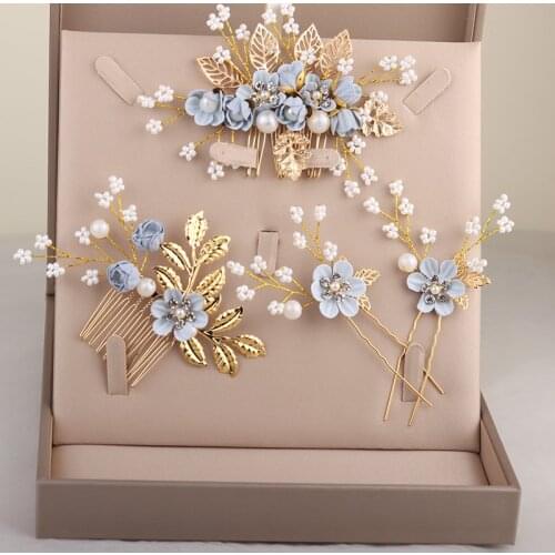 Flower Bridal Headpiece Wedding Flowers Pearl Headband Hair Combs Hair Pins Baroque Headband Hair Accessories for Bride Jewelry