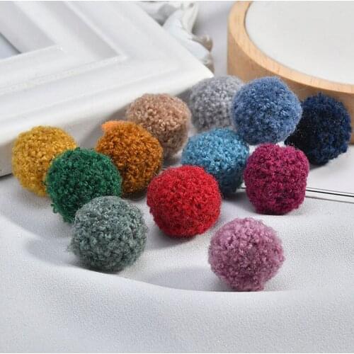 Winter Style Round Fur Ball Button Patch Stickers 100pcs 18-20MM DIY Jewelry Findings Ornament Accessory Hair Jewelry Bow Clips