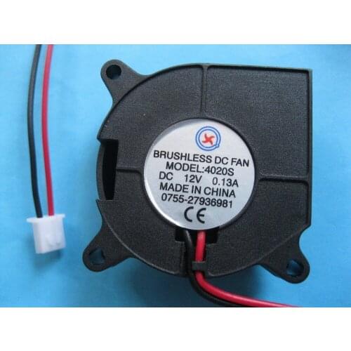 2 Pcs Brushless DC Blower Fan 12V 4020S 40x40x20mm 2 Wire Sleeve-bearing Black Color