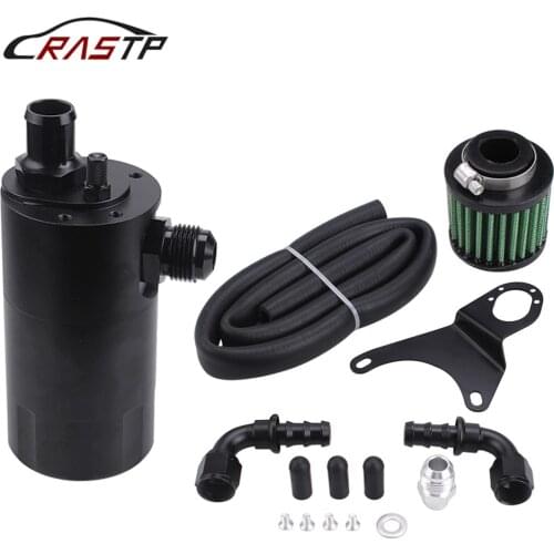 600ml Baffled Car Oil Catch Can Tank Separator Reservoir Oil Catch Tank with Drain Valve Breather With AN10 Adapters RS-OCC052