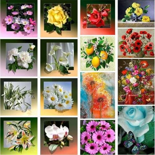 5d Diy Diamond Painting Cross Stitch Kit Diamond Embroidery Home Decor Flower Animal Landscape Mosaic Pattern Picture