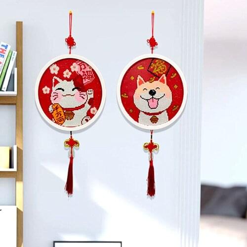 DIY Special Shape Diamond Painting Tassels Lucky Cat And Lucky Dog Animals Painting Wall Decoration Cross Stitch Kits