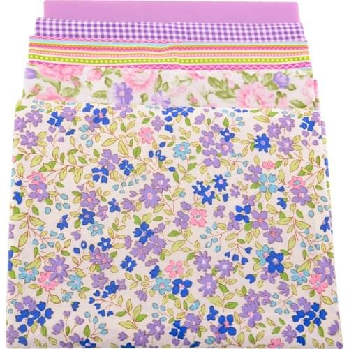 Booksew 100% Cotton Fabric Patchwork Fat Quarter 5pcs/lot Bundles Meter For Sewing DIY Crafts Purple Tissus Telas 40cmx50cm