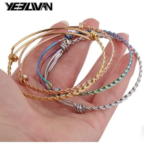 Fashion Stainless Steel Twist Wire Bangle Bracelet Adjustable Women Wire Bracelets Jump Ring For Free Jewelry For bulk wholesale