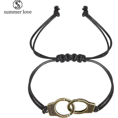 Freedom Handcuffs Bracelets for Women Fashion Carved FREEDON Couples lock Bracelets & Bangles Jewelry Gift Dropshipping