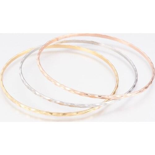 6 pcs 304L Stainless Steel Ripple Bangles bracelets for women Jewelry Gift Size: 2-1/2"(65mm); 2.5mm F80