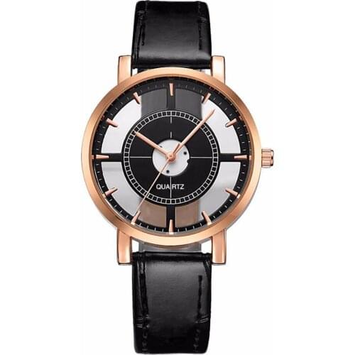Fashion Women Watch Luxury Unique Stylish Double Hollow Lady Watches Elegant Casual Quartz Wristwatch Gift Girls Clock Black #D