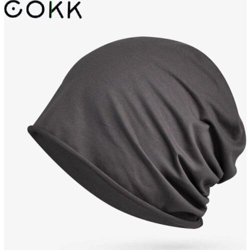 COKK Hats Beanies For Men Women Unisex Autumn Summer Beanie Cotton Solid Color Elastic Bonnet Hip Hop Baggy Cap Male Female Thin