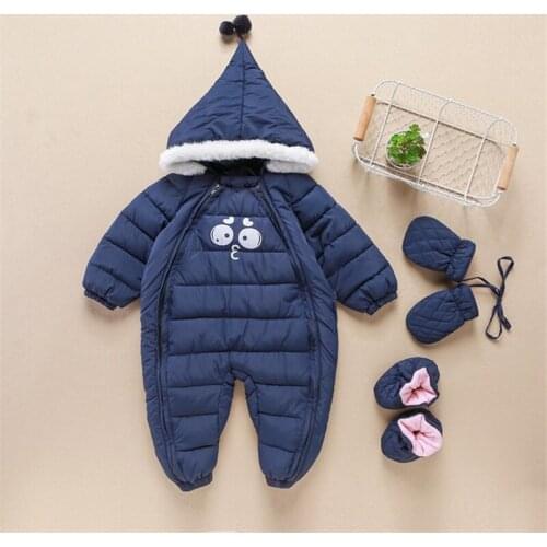 Infant Baby boys girls Thick Padded Gloves shoes Jacket Snowsuit Rompers Kids Parkas Suitable 0-15 Month Baby Winter Outerwear