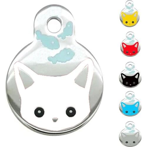 Pet Cat ID Tag Collar Pendant Kitten Fish Pattern Identity Distinguish Personalized Cat Tag Litter of Cubs Neckband Pendants